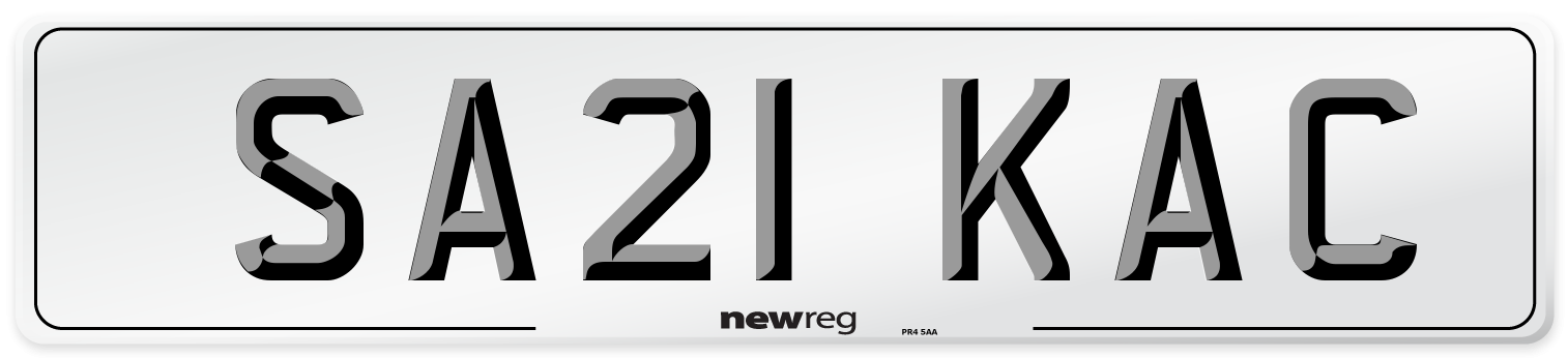 SA21 KAC Number Plate from New Reg